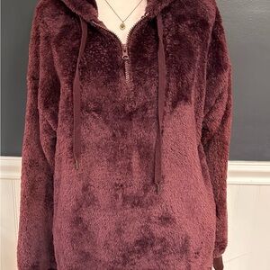 Aerie Rich Purple Hooded Fleece Pullover